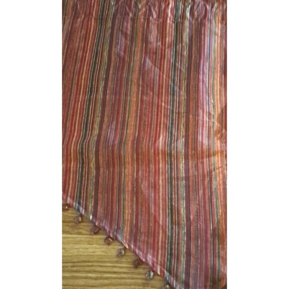 Striped Beaded Triangle Valance Swag Semi Sheer Better Homes Boho 24x40 - Picture 2 of 4